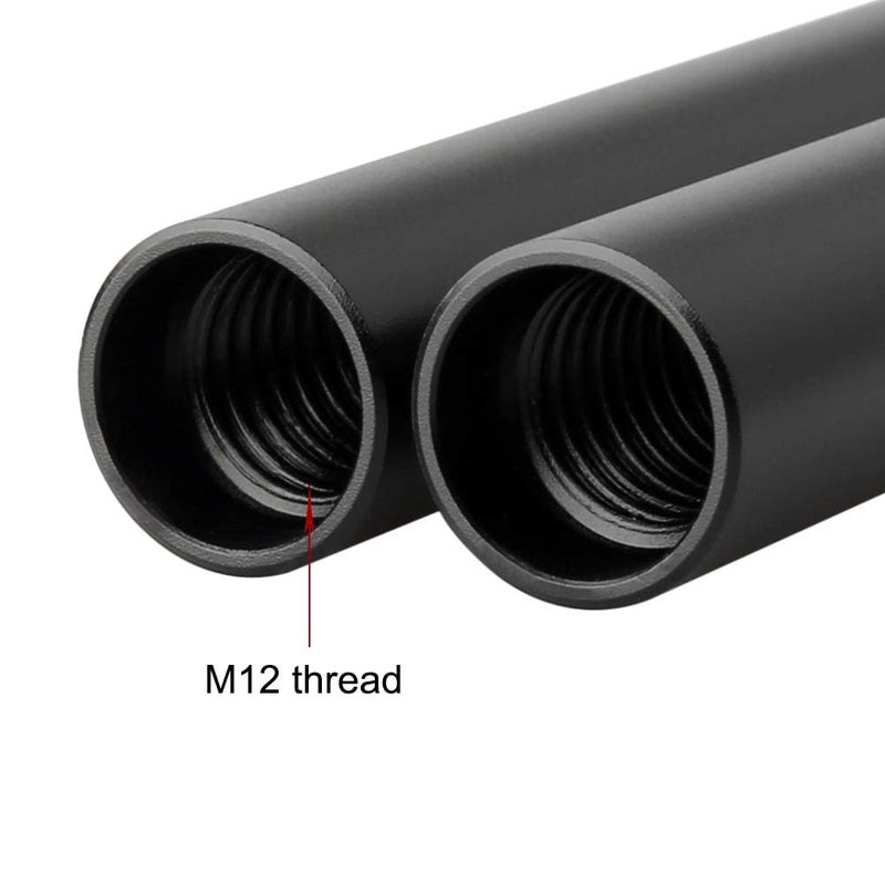 NICEYRIG 15mm Rod 16 Inch (40CM) Long for Shoulder Rig Rod Support System, Black Aluminum Alloy, Pack of 2-171 - Image 4